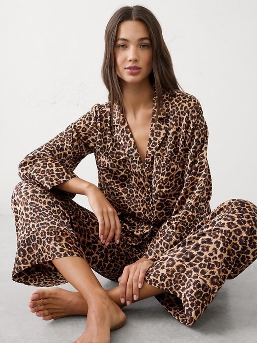 Banana Republic Leopard Print Silky  Pajama Set NWOT